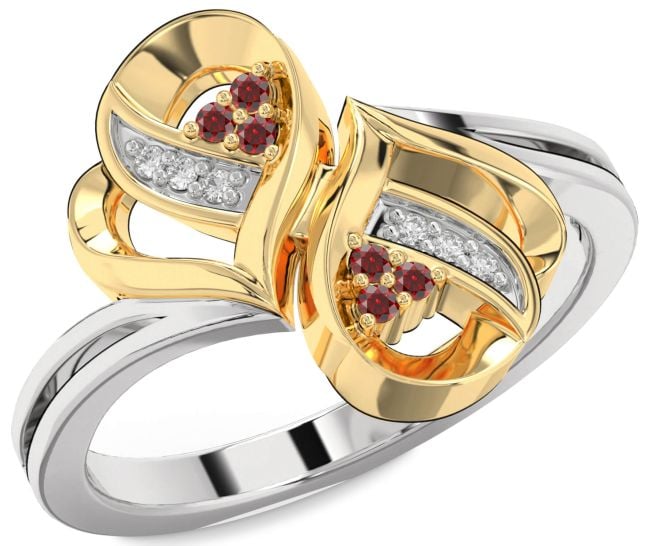 Diamond Garnet Gold Silver Infinity Round Ring