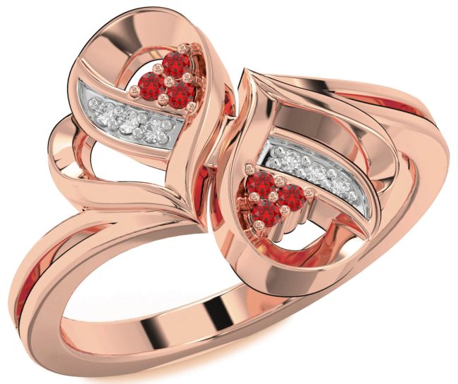 Diamond Ruby Rose Gold Infinity Round Ring