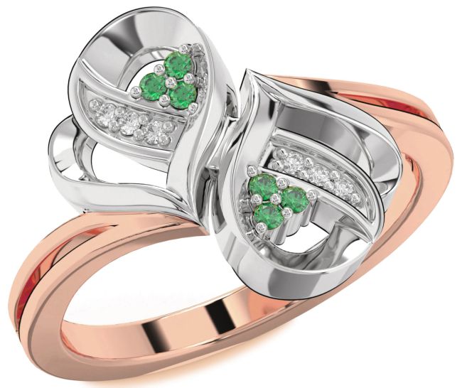 Diamond Emerald Rose Gold Silver Infinity Round Ring