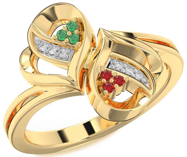 Diamond Emerald & Ruby Gold Infinity Round Promise Ring