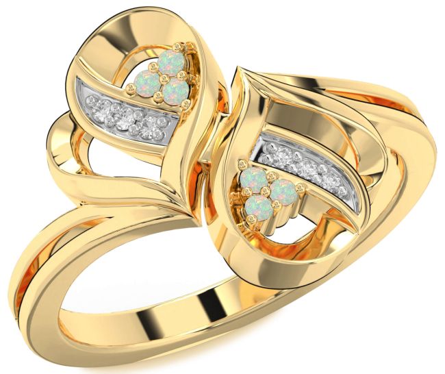 Diamond Opal Gold Infinity Round Ring