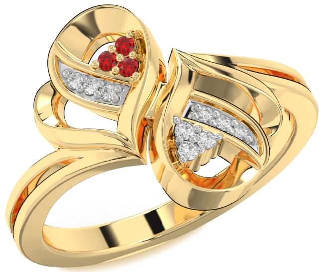 Diamond & Ruby Gold Infinity Round Promise Ring