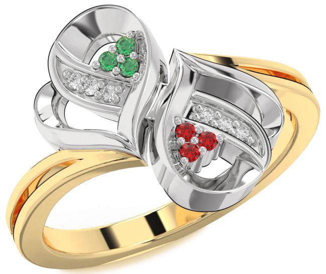 Diamond Emerald & Ruby Gold Silver Infinity Round Promise Ring
