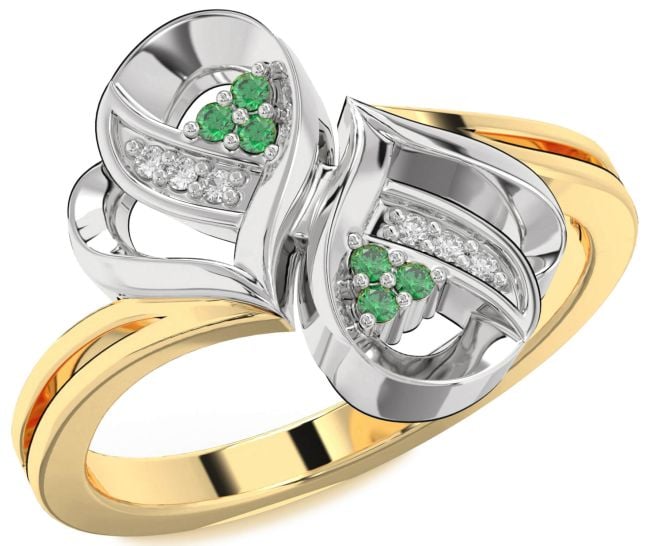 Diamond Emerald Gold Silver Infinity Round Ring