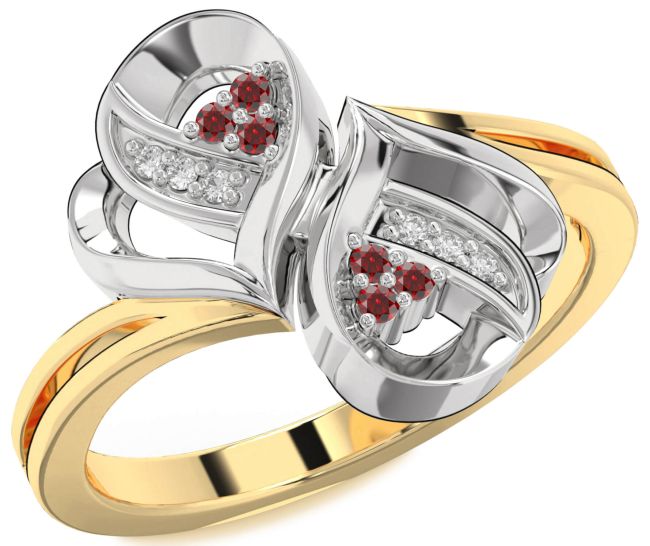 Diamond Garnet Gold Silver Infinity Round Ring