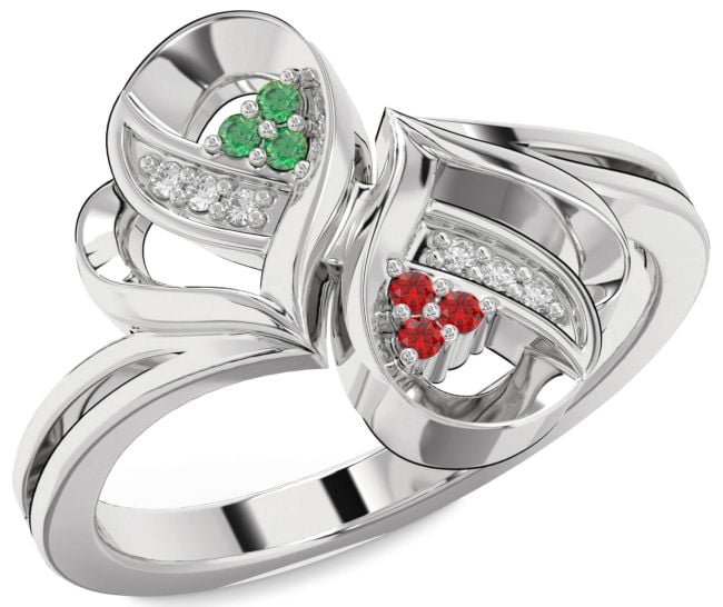 Diamond Emerald & Ruby Platinum Infinity Round Promise Ring