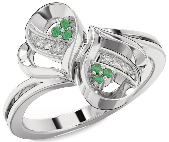 Diamond Emerald Platinum Infinity Round Ring