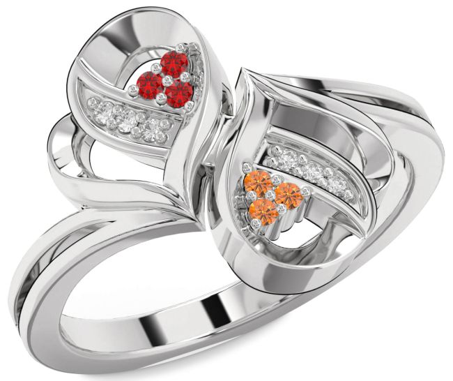 Diamond Ruby & Citrine Silver Infinity Round Promise Ring