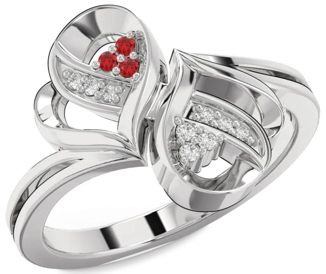 Diamond & Ruby Silver Infinity Round Promise Ring