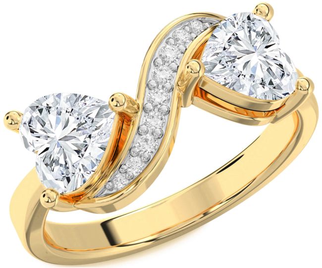 Lab Diamond Gold Two Heart Ring