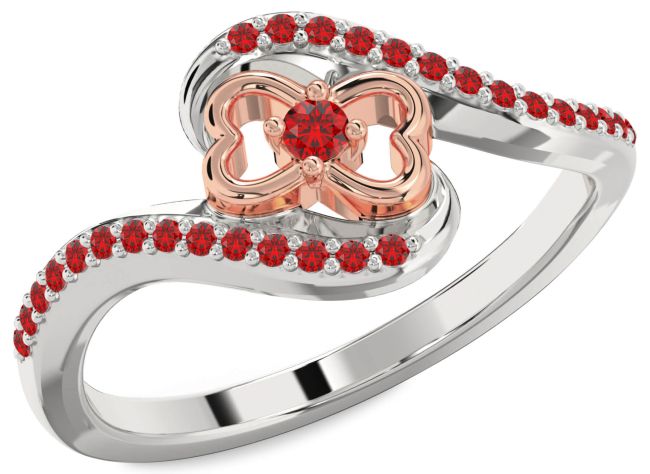 Ruby Silver & 10K Rose Gold Heart Ring