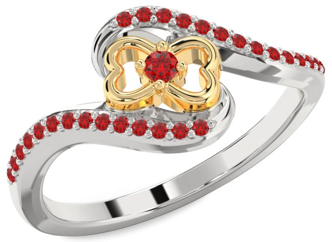 Ruby Platinum & Yellow Gold Heart Ring