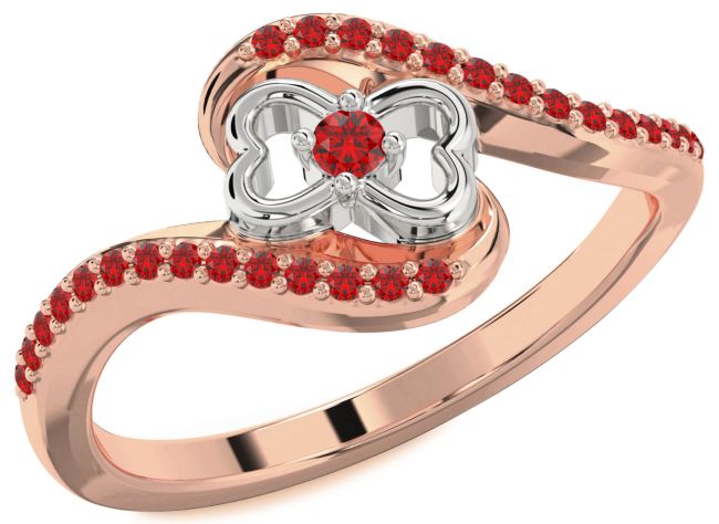 Ruby Rose Gold Silver Heart Ring