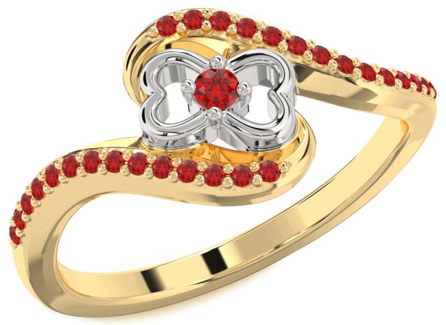 Ruby Platinum & Yellow Gold Heart Ring