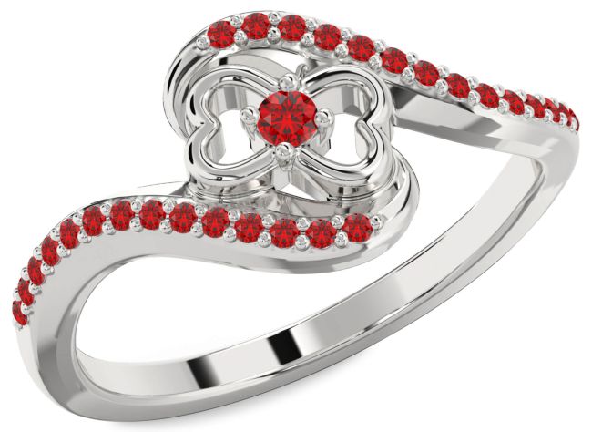 Ruby Silver Heart Ring