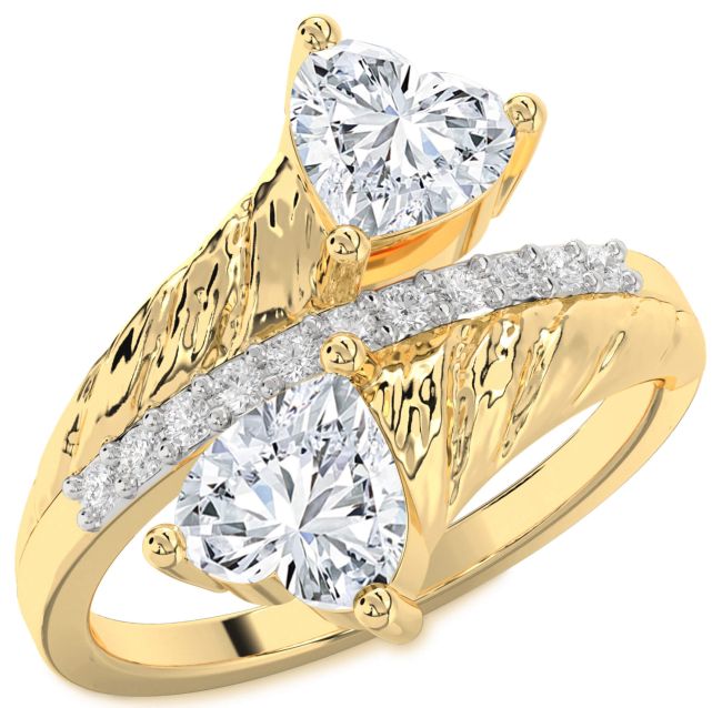 Lab Diamond Gold Two Heart Ring