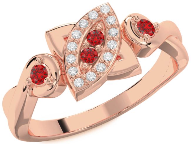 Ruby Rose Gold Evil Eye Knot Round Ring