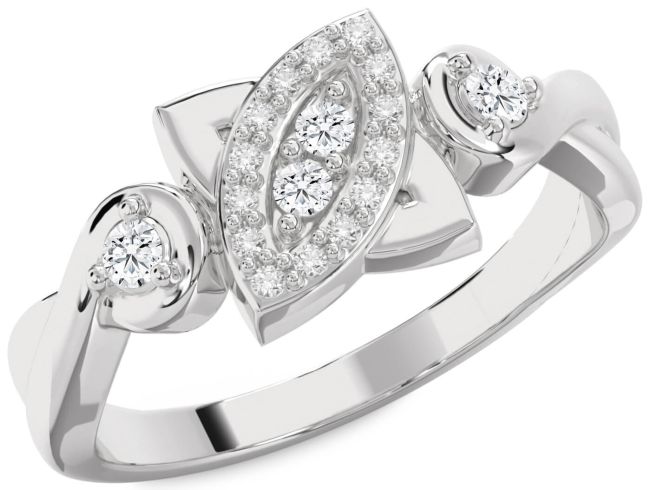 Moissanite Silver Evil Eye Knot Round Ring