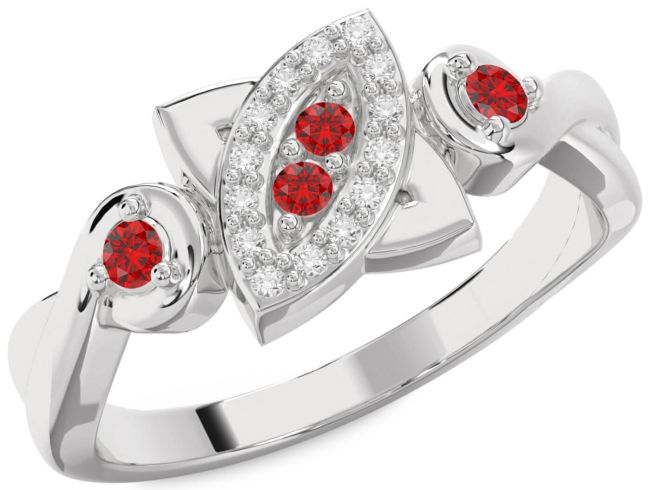 Ruby Platinum Evil Eye Knot Round Ring