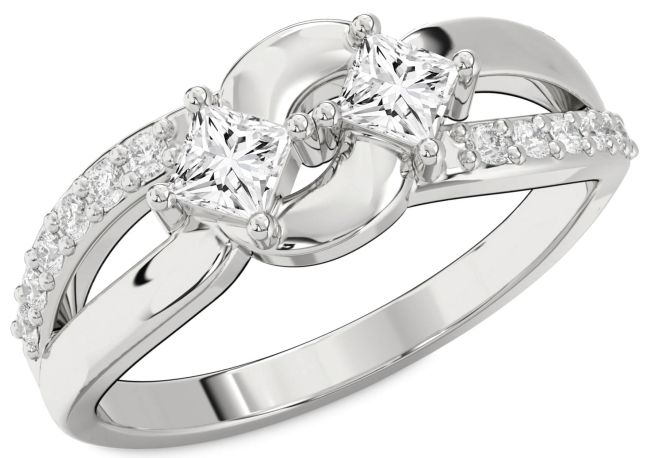 Diamond Platinum Princess Two Stone Ring