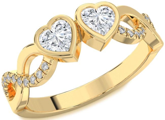 Lab Diamond Gold Silver Infinity Two Heart Ring