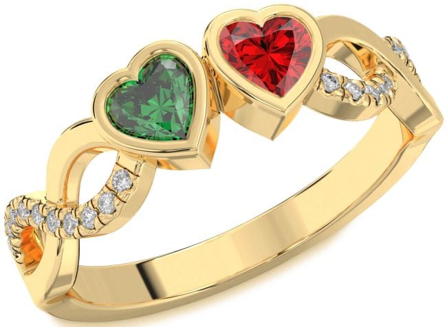 Diamond Gold Silver Infinity Two Heart Promise Ring