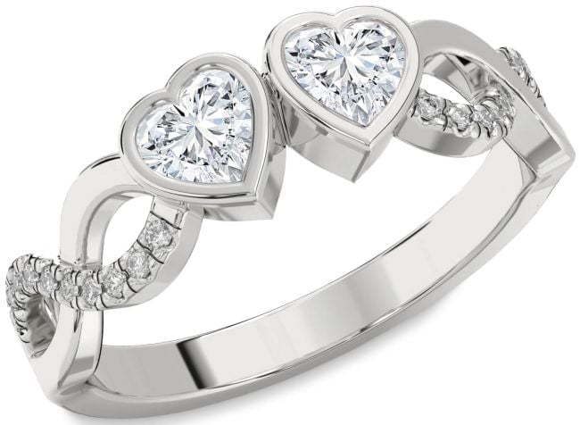 Lab Diamond White Gold Infinity Two Heart Ring
