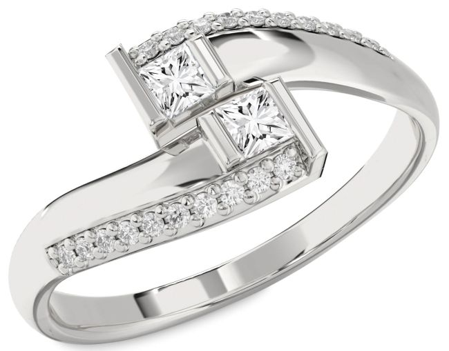 Diamond Platinum Princess Two Stone Ring