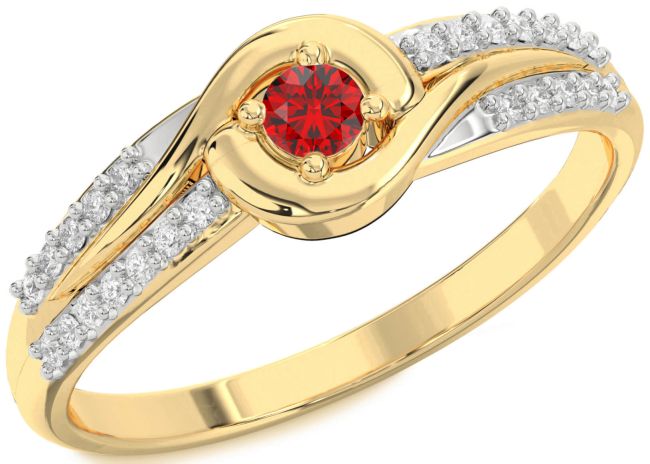 Diamond Ruby Gold Silver Round Promise Ring
