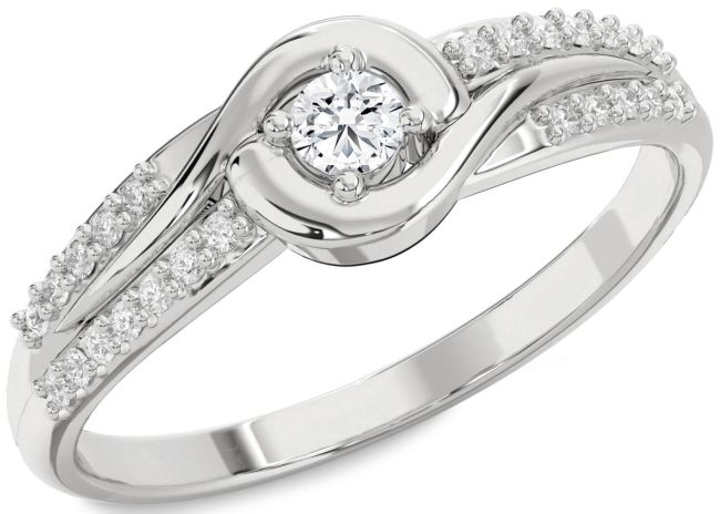 Diamond Silver Round Promise Ring