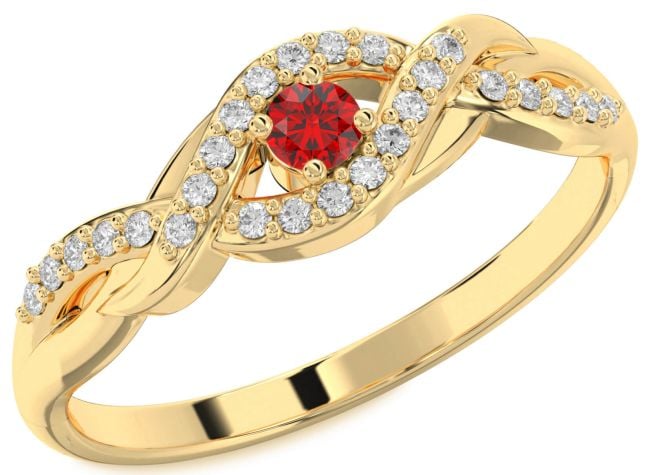 Diamond Ruby Gold Silver Infinity Round Promise Ring