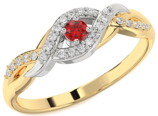 Diamond Ruby Gold Silver Infinity Round Promise Ring