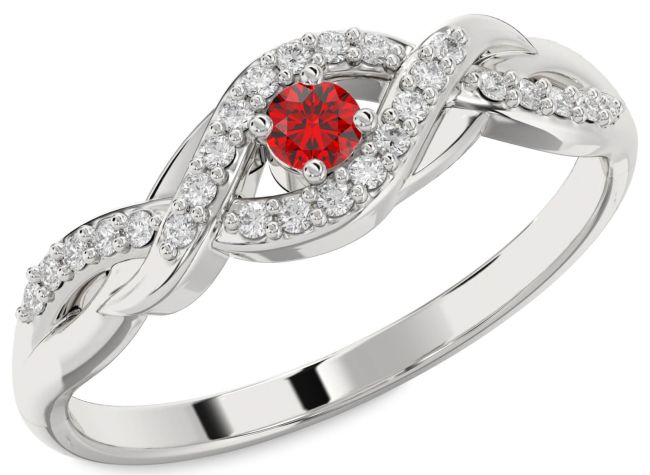 Diamond Ruby White Gold Infinity Round Promise Ring