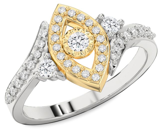 Diamond Gold Silver Evil Eye Ring