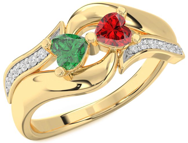 Diamond Gold Two Heart Promise Ring