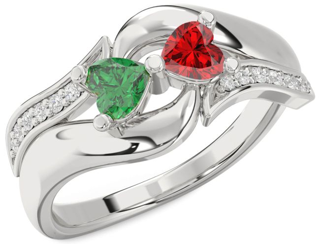 Diamond Platinum Two Heart Promise Ring