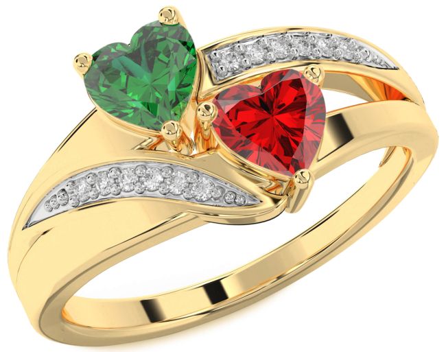Diamond Gold Two Heart Promise Ring