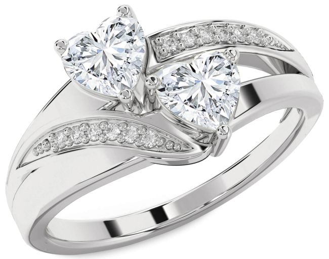 Lab Diamond Platinum Two Heart Ring