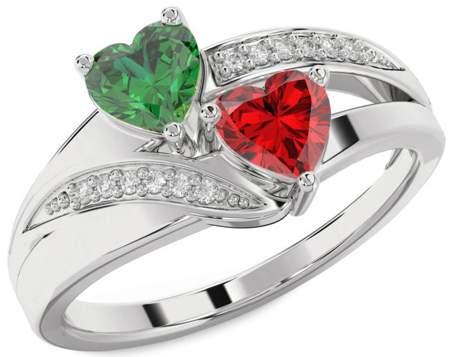 Diamond Platinum Two Heart Promise Ring