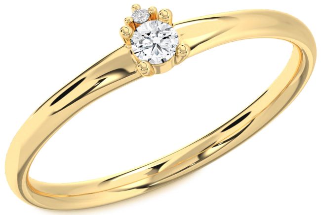 Diamond Gold Silver Round Promise Ring