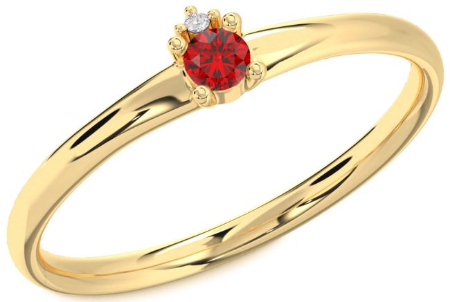 Diamond Ruby Gold Silver Round Promise Ring