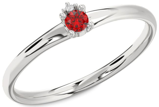 Diamond Ruby White Gold Round Promise Ring