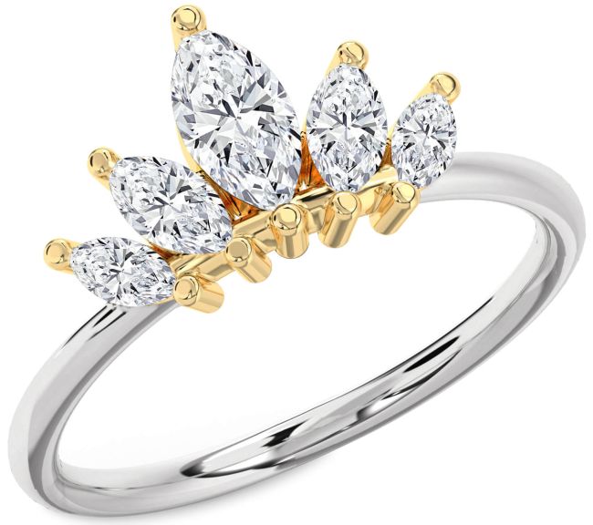Diamond Silver & 10K gold Crown Ring