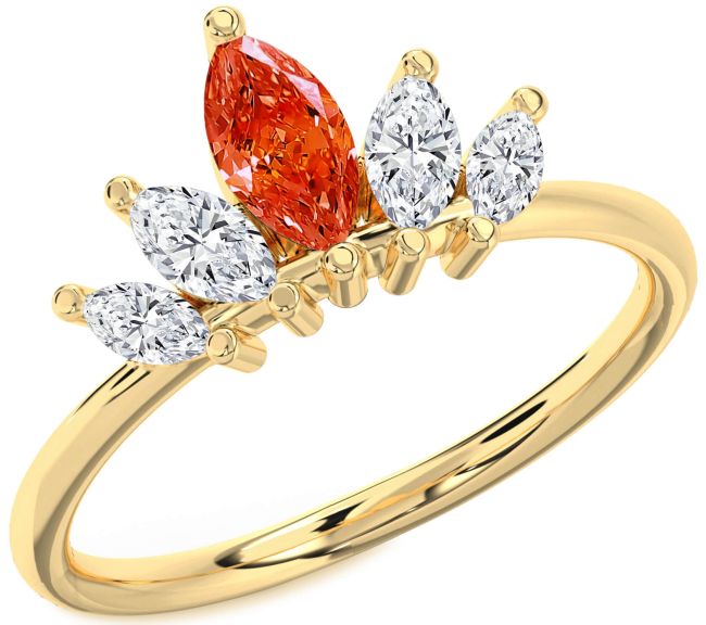 Diamond Fire Opal Gold Crown Ring