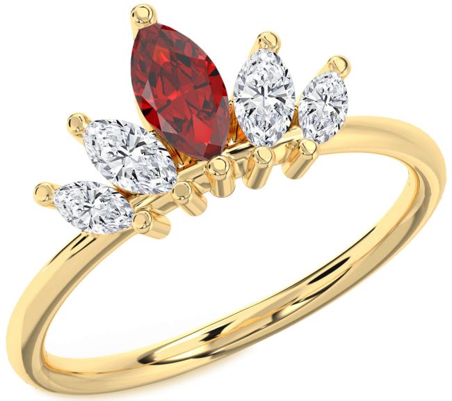Diamond Ruby Gold Crown Ring