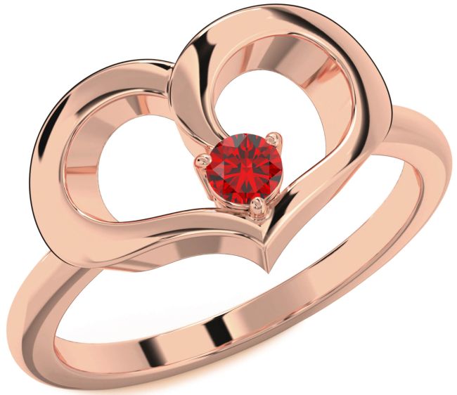 Ruby Rose Gold Heart Promise Ring