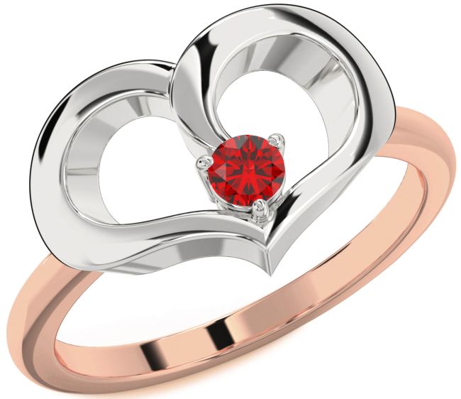 Ruby Rose Gold Silver Heart Promise Ring