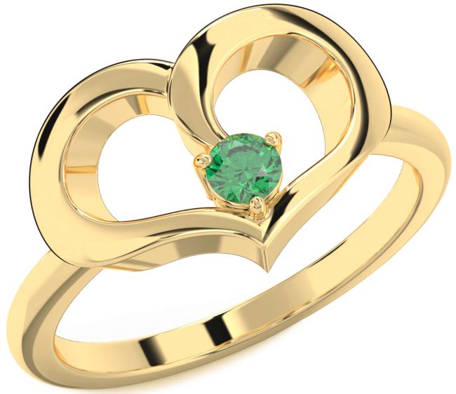 Emerald Gold Heart Promise Ring