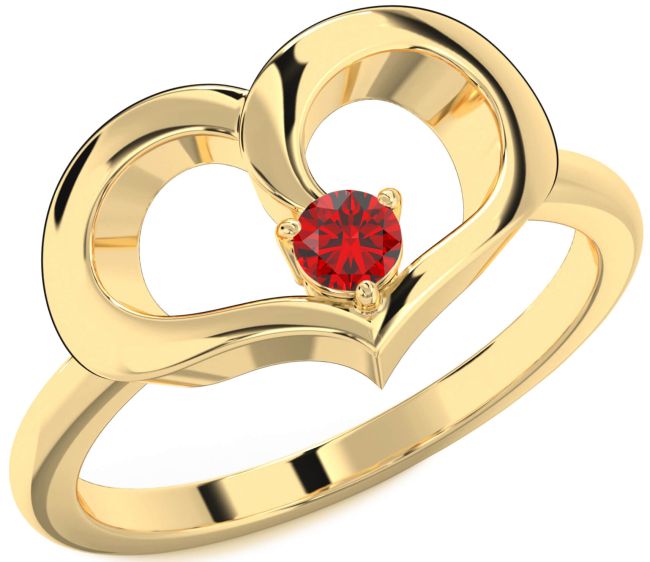 Ruby Gold Heart Promise Ring