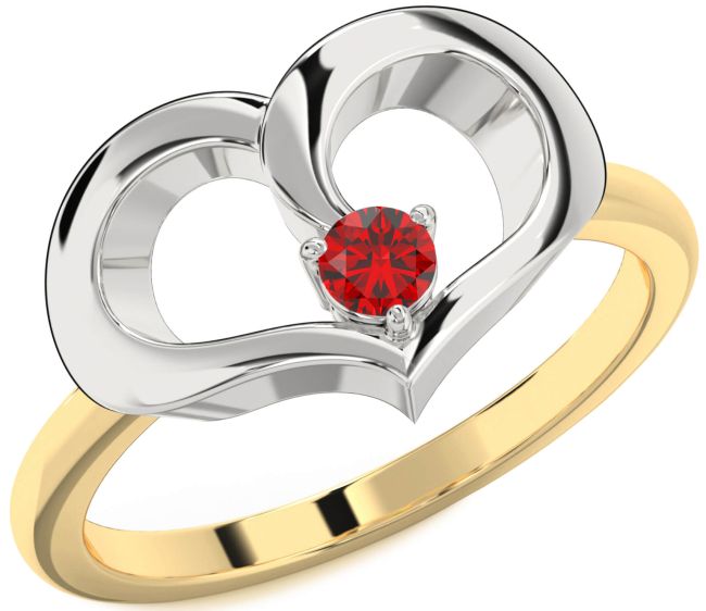 Ruby Gold Silver Heart Promise Ring